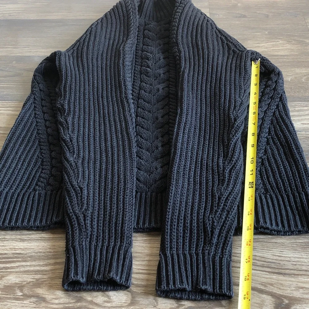 Lululemon Bring The Cozy Sweater Black Cotton Cable Knit Turtleneck